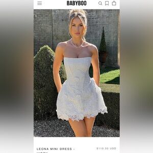 BABYBOO Leona Strapless White Lace Mini Dress